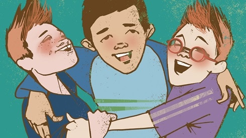 Three boys learning